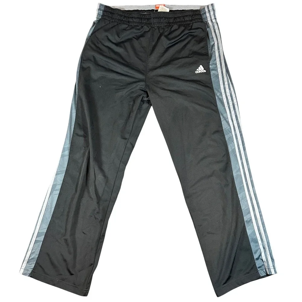 Adidas Basketball Mens XL Black Stripe Track Pants Athletic Warmup Fit 38x30 Y2K